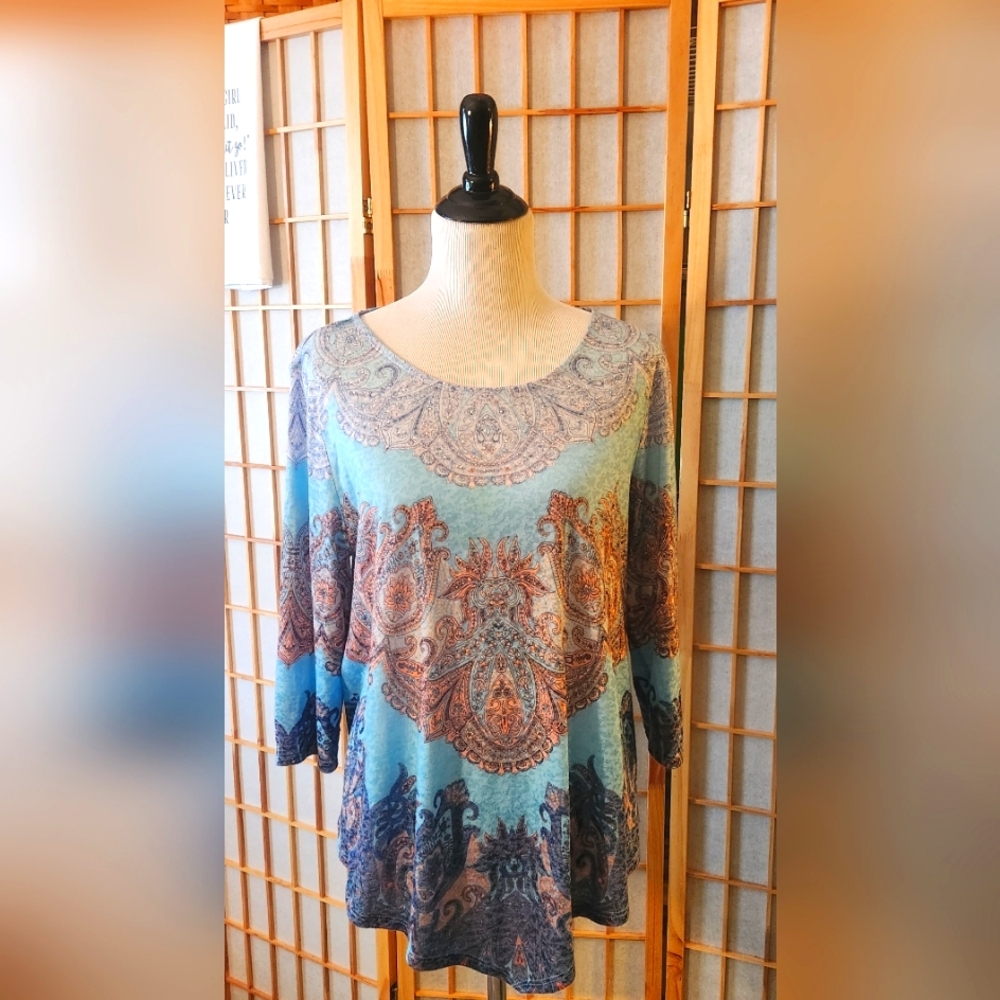 RUBY RD PAISLEY SPARKLE TOP